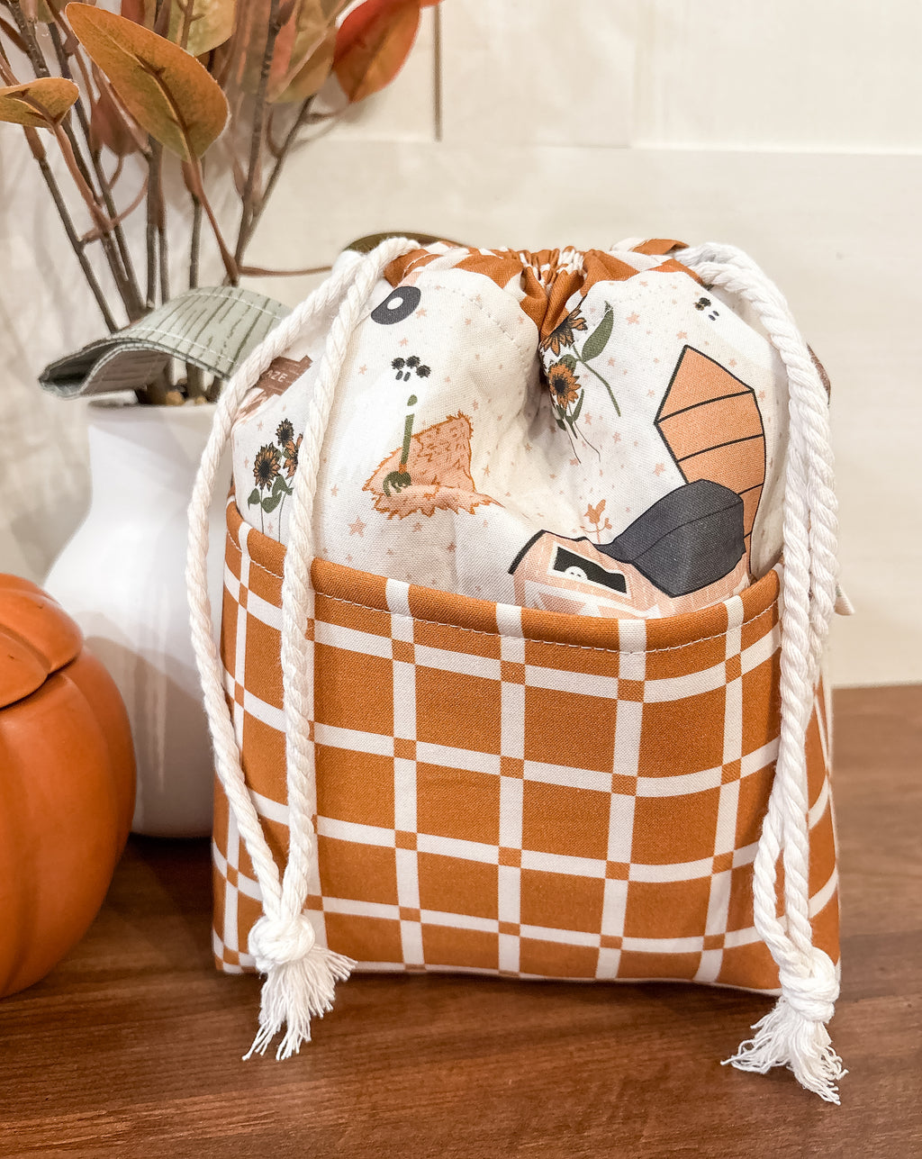 This is Falloween Small Drawstring Project Bag