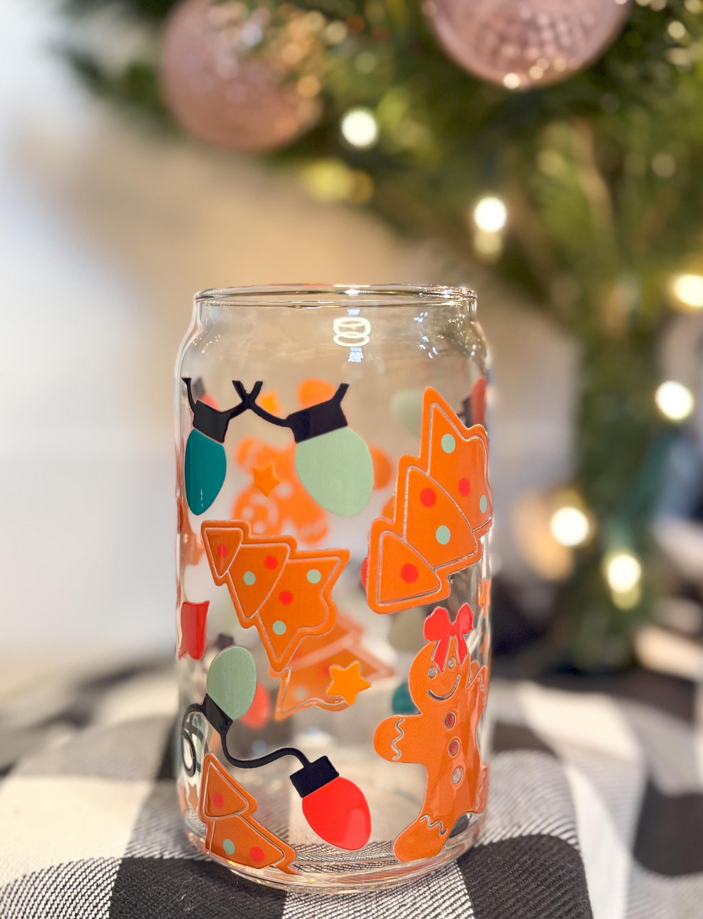 Christmas 16oz Beer Can Glass