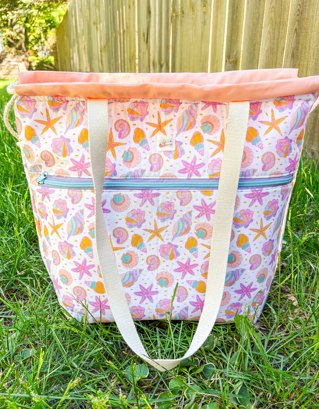 Seashells by the Seashore Sweater or Blanket Size OOAK Project Bag