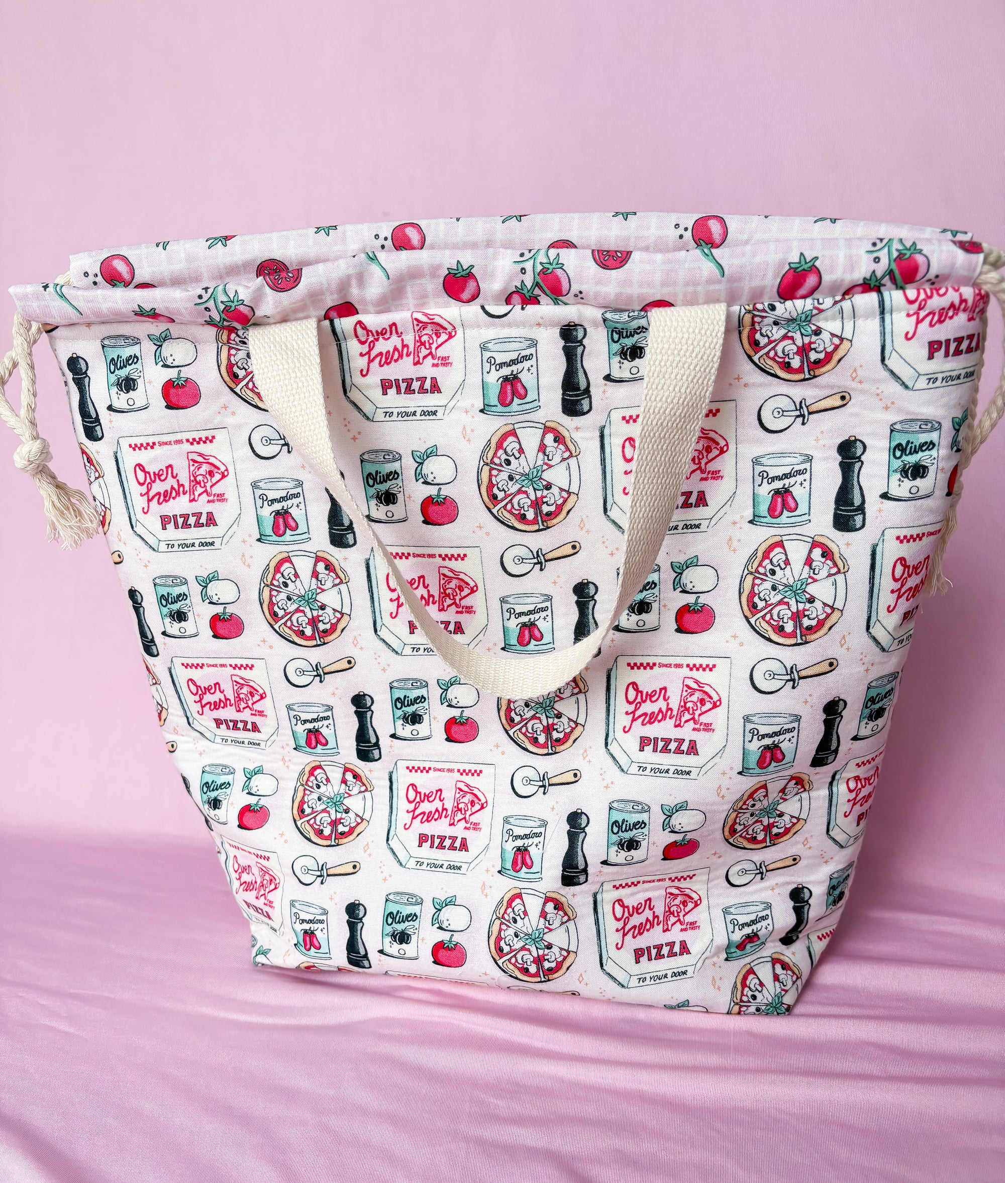 Pizza Perfection Sweater and Blanket Sized Drawstring Project Bags