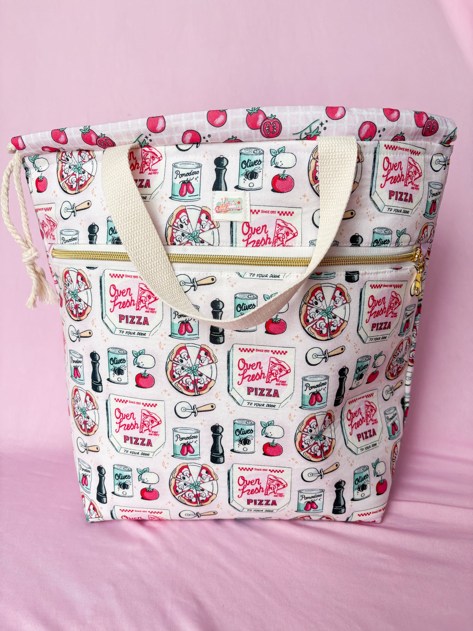 Pizza Perfection Sweater and Blanket Sized Drawstring Project Bags