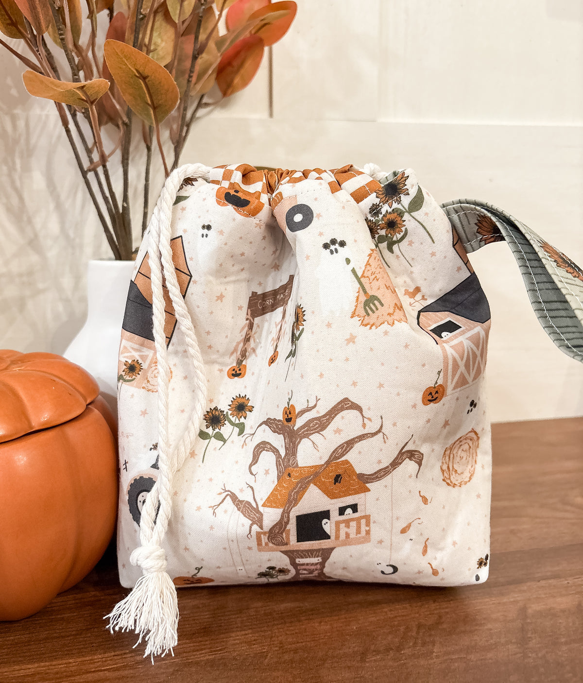 This is Falloween Small Drawstring Project Bag