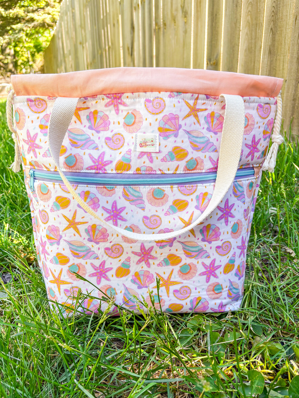 Seashells by the Seashore Sweater or Blanket Size OOAK Project Bag