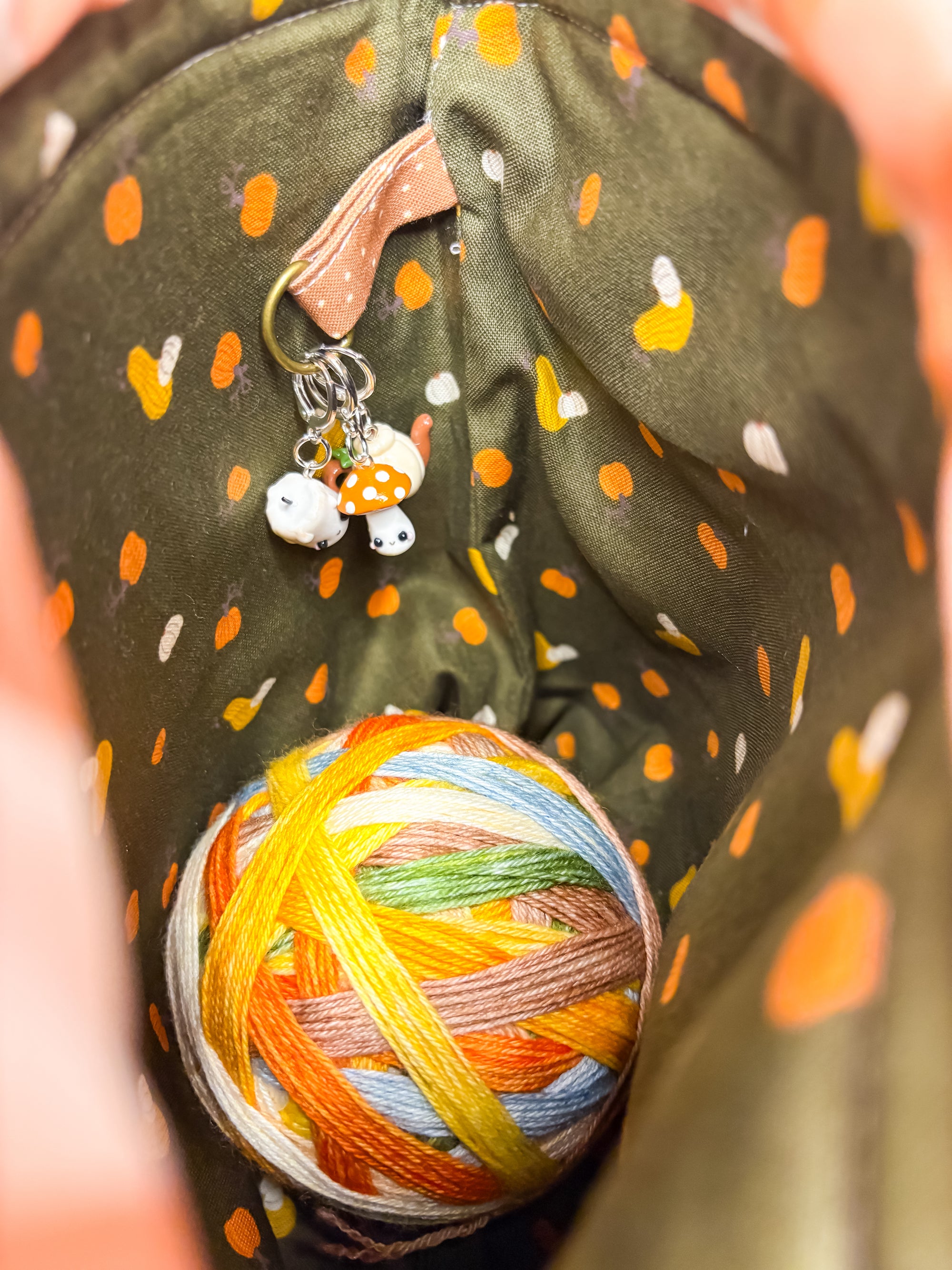 Falling For Fall Drawstring Project Bag with Pocket for Knitting and Crochet