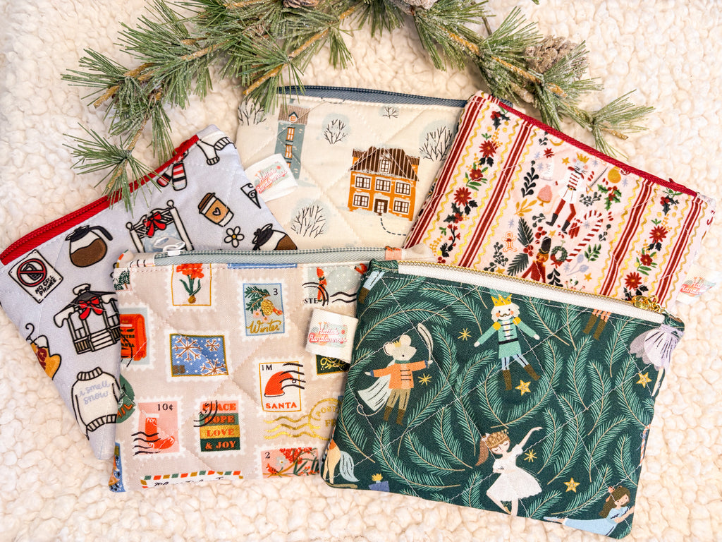 The Christmas/Winter Collection Zipper Pouch for Notions or Wallet