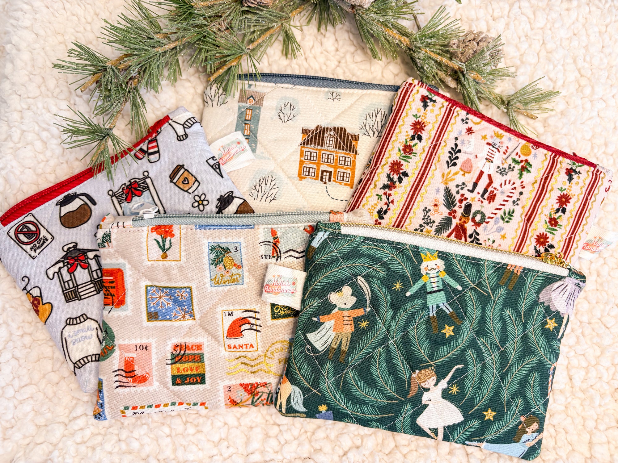 The Christmas/Winter Collection Zipper Pouch for Notions or Wallet