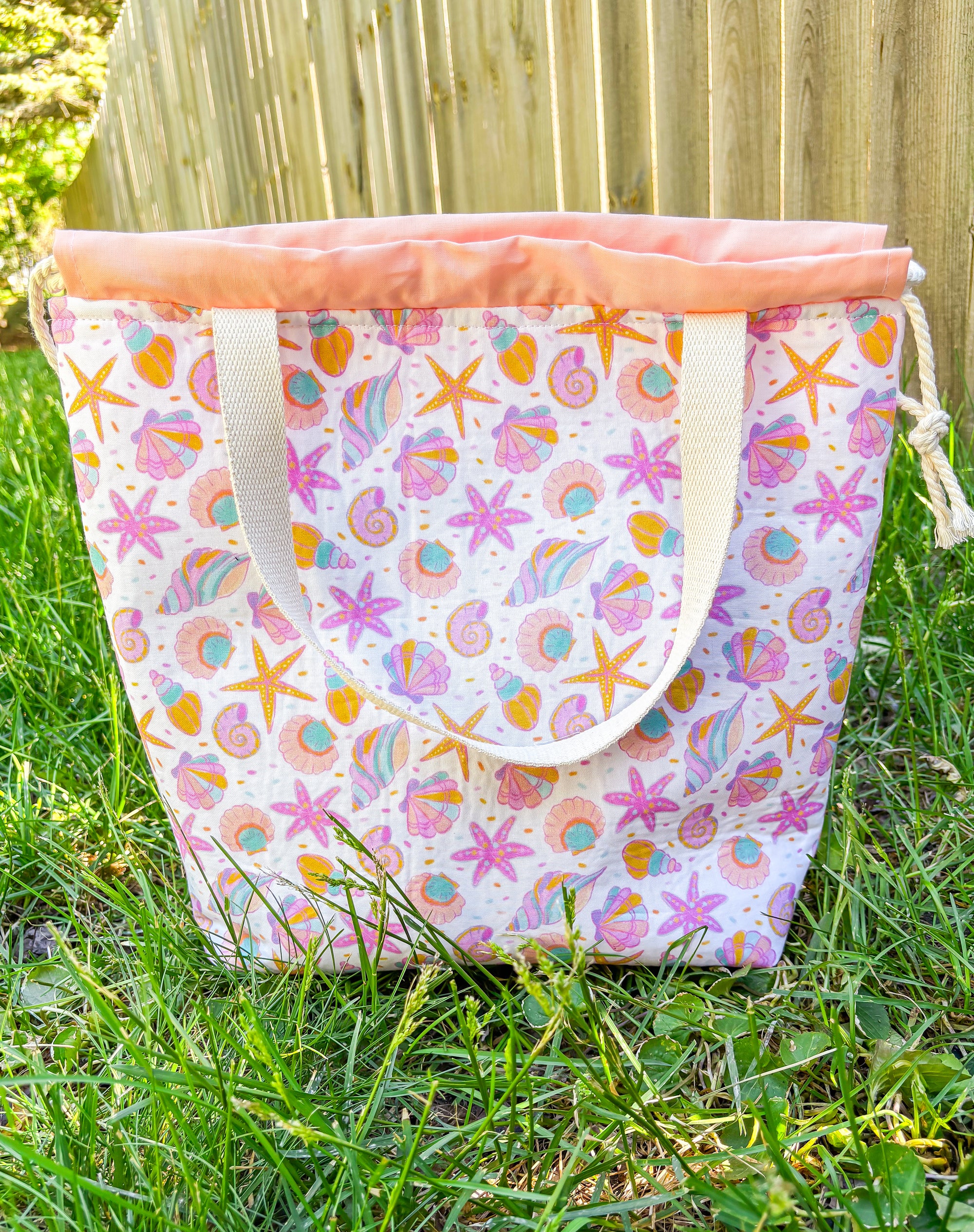 Seashells by the Seashore Sweater or Blanket Size OOAK Project Bag