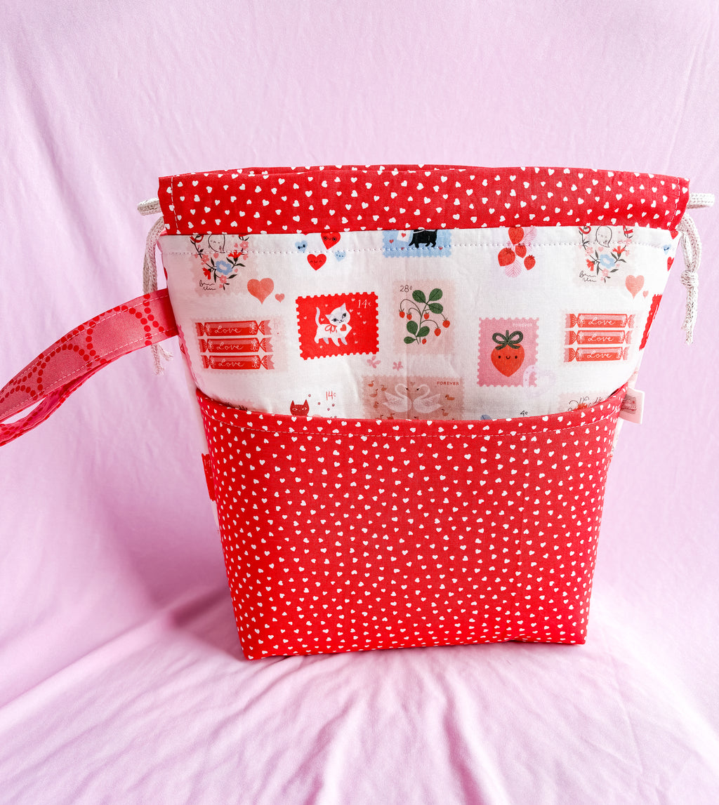 Love Letters Medium Drawstring Project Bag for Knitting and Crochet