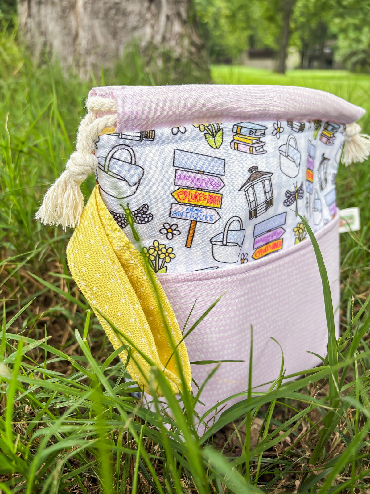 Summer in Stars Hollow - Knit People Knit 2026 Drawstring Project Bag - 2 Sizes