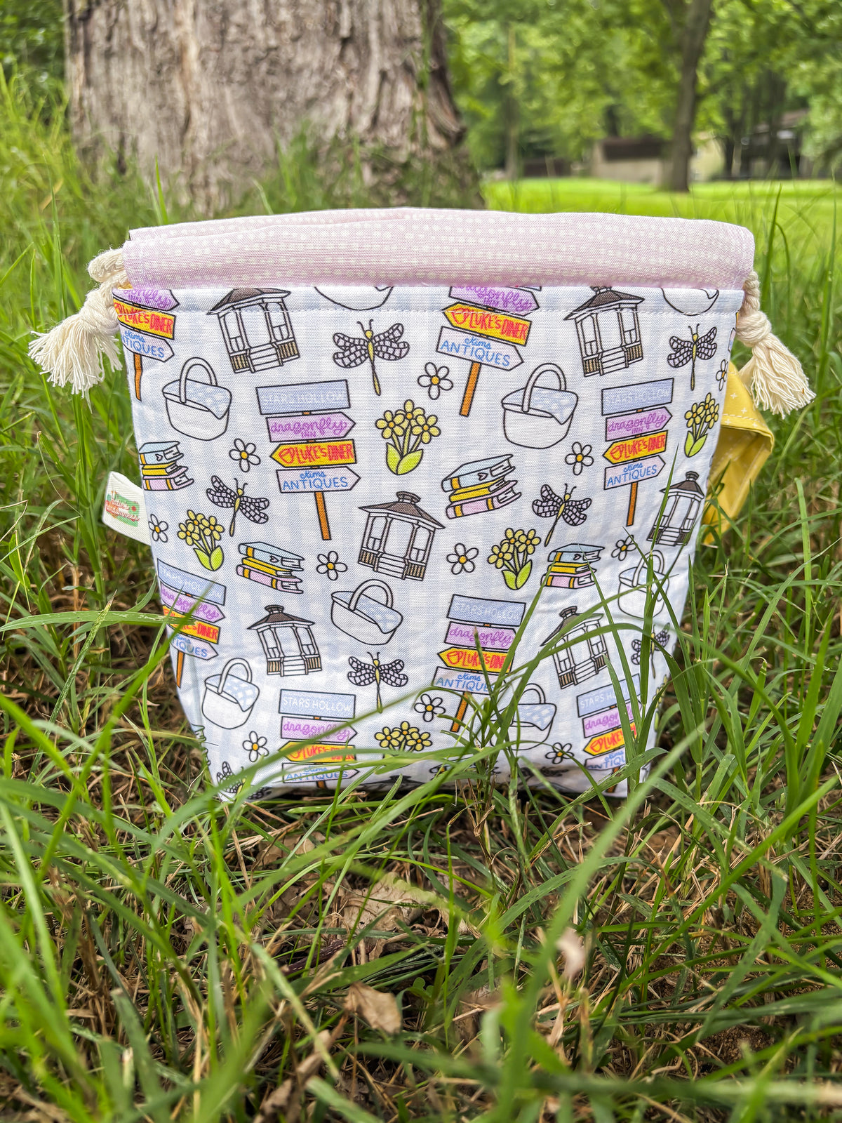 Summer in Stars Hollow - Knit People Knit 2026 Drawstring Project Bag - 2 Sizes