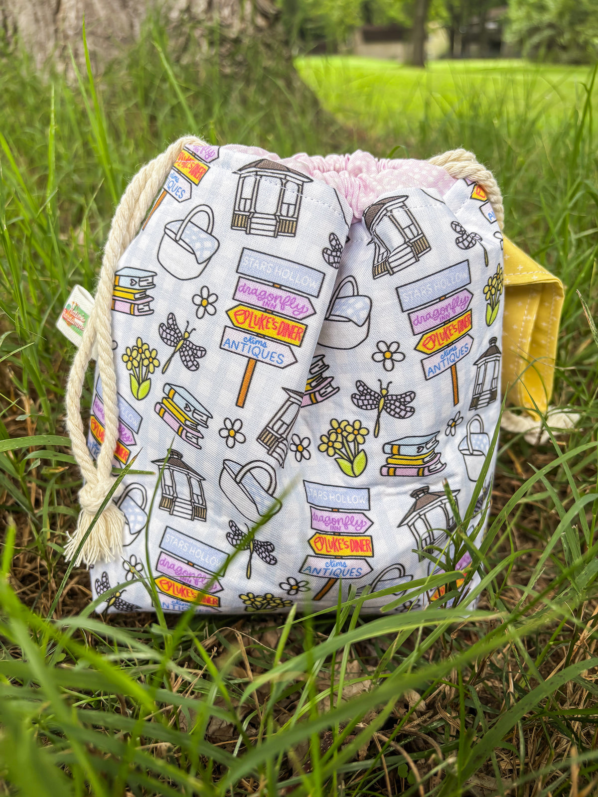 Summer in Stars Hollow - Knit People Knit 2026 Drawstring Project Bag - 2 Sizes