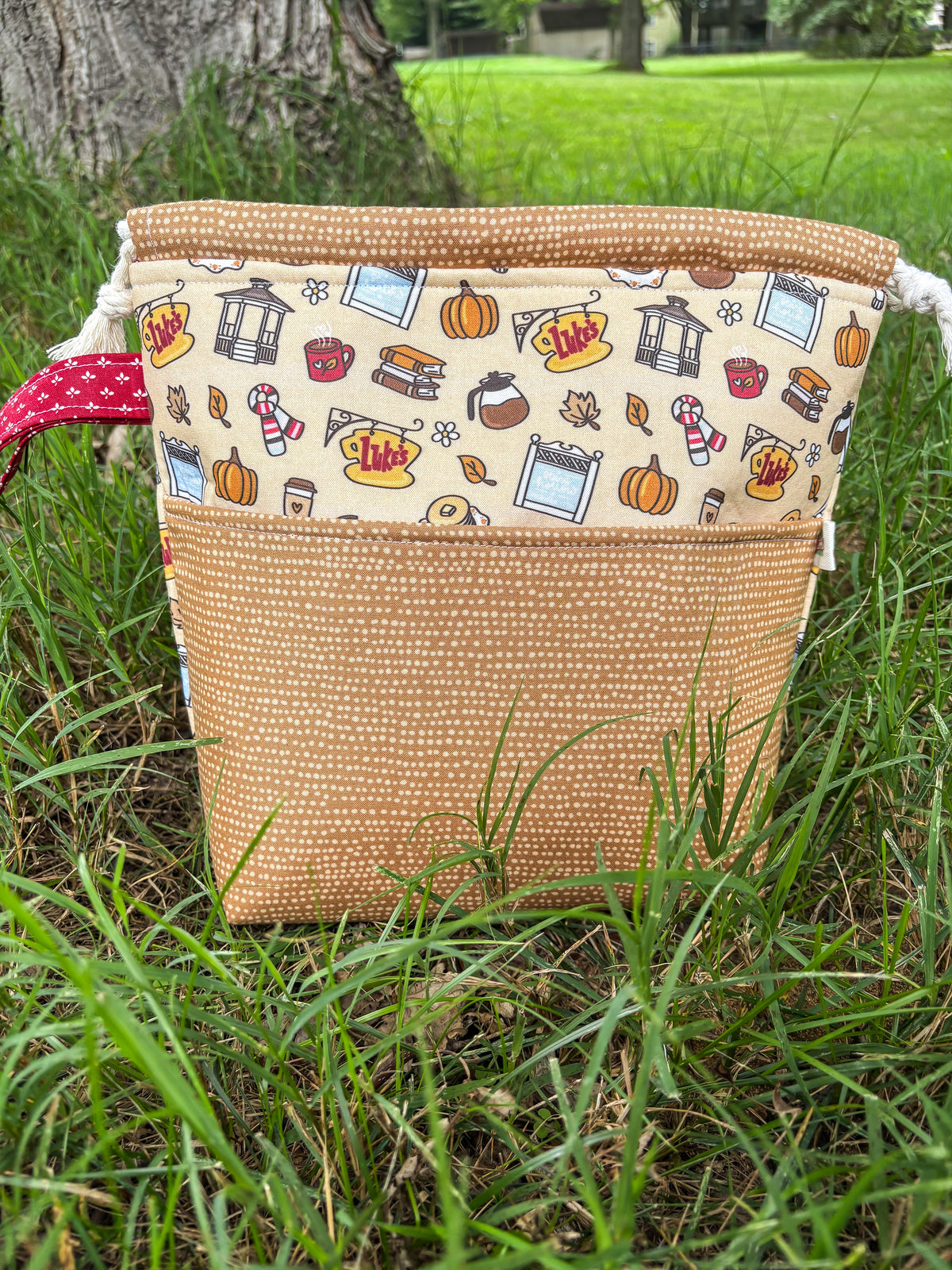 Autumn in Stars Hollow - Knit People Knit 2026 Drawstring Project Bag - 2 Sizes
