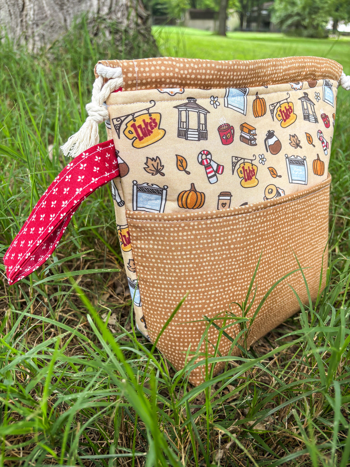 Autumn in Stars Hollow - Knit People Knit 2026 Drawstring Project Bag - 2 Sizes