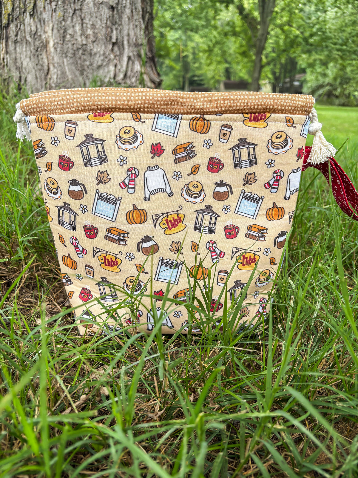 Autumn in Stars Hollow - Knit People Knit 2026 Drawstring Project Bag - 2 Sizes
