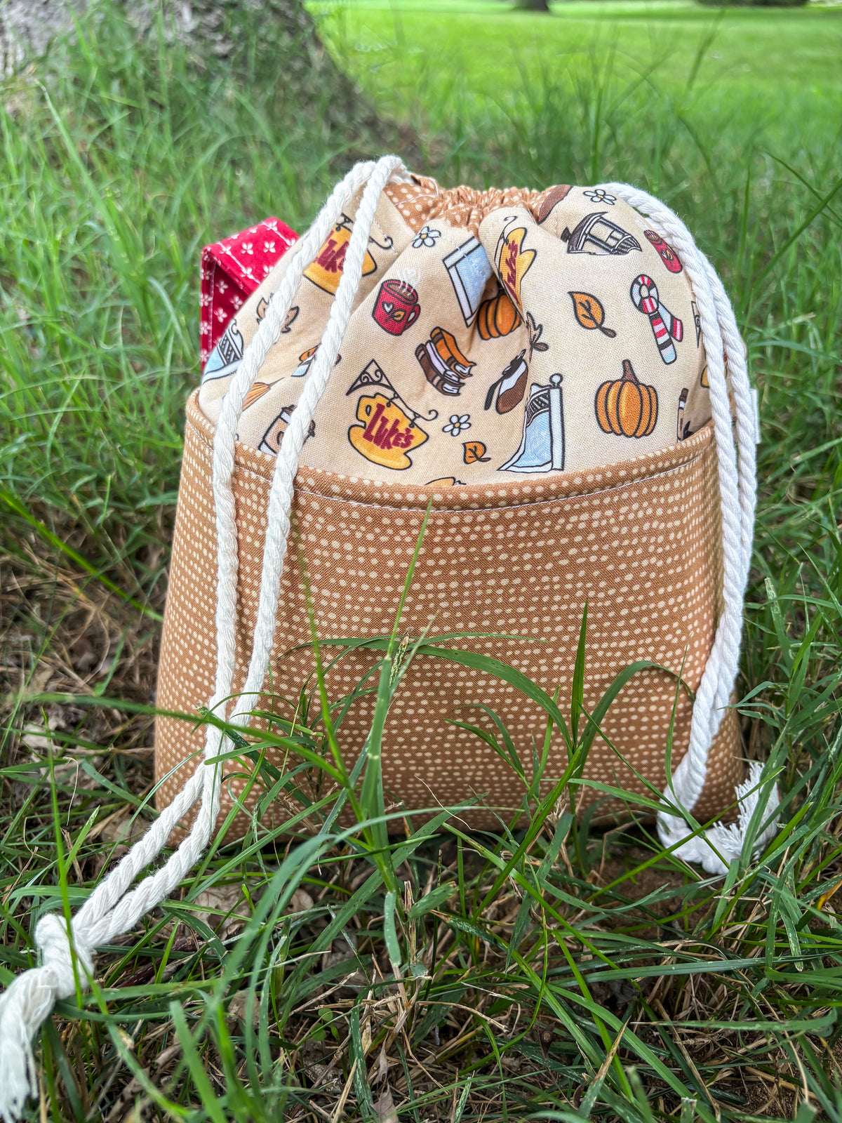 Autumn in Stars Hollow - Knit People Knit 2026 Drawstring Project Bag - 2 Sizes