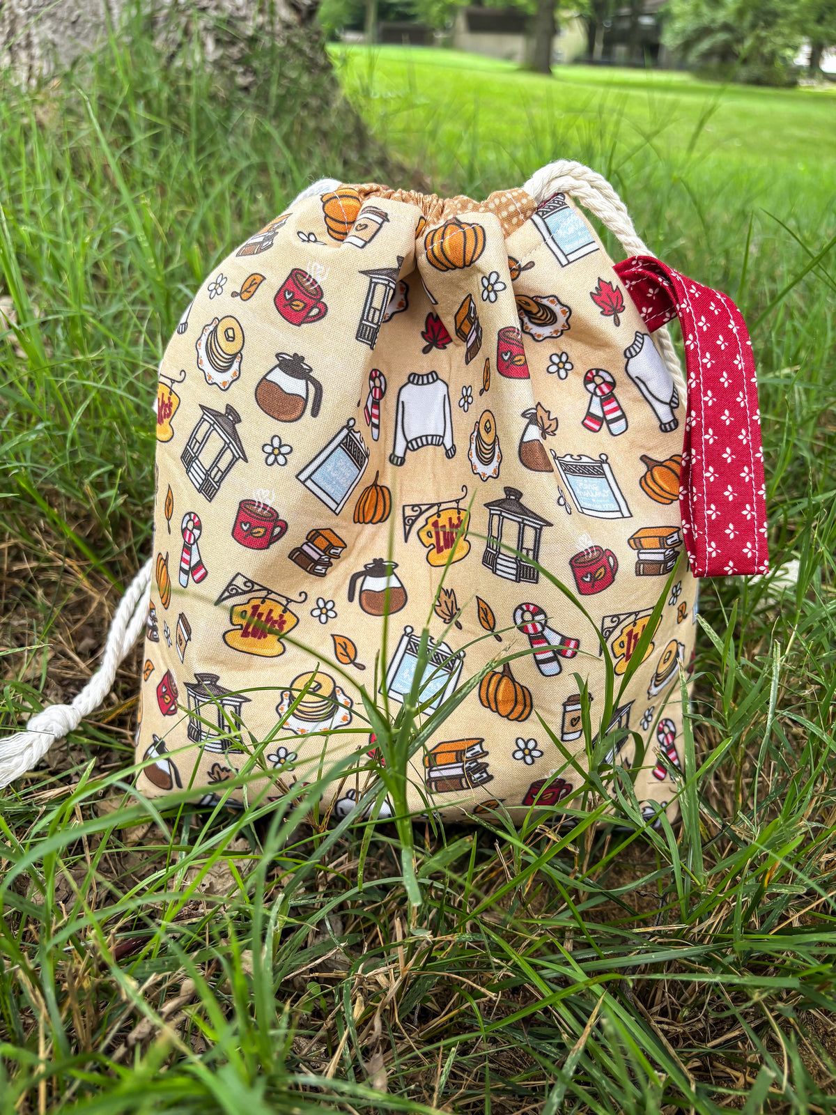 Autumn in Stars Hollow - Knit People Knit 2026 Drawstring Project Bag - 2 Sizes