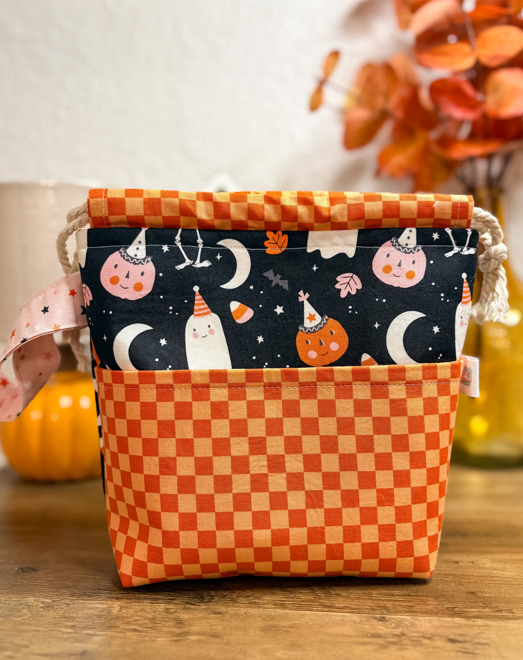 Spooky Party Drawstring Project Bag with Pocket
