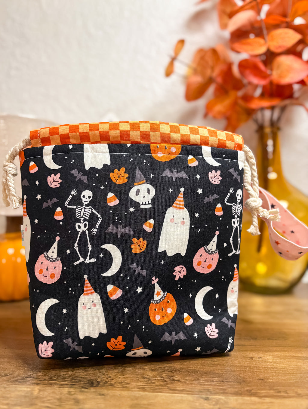Spooky Party Drawstring Project Bag with Pocket
