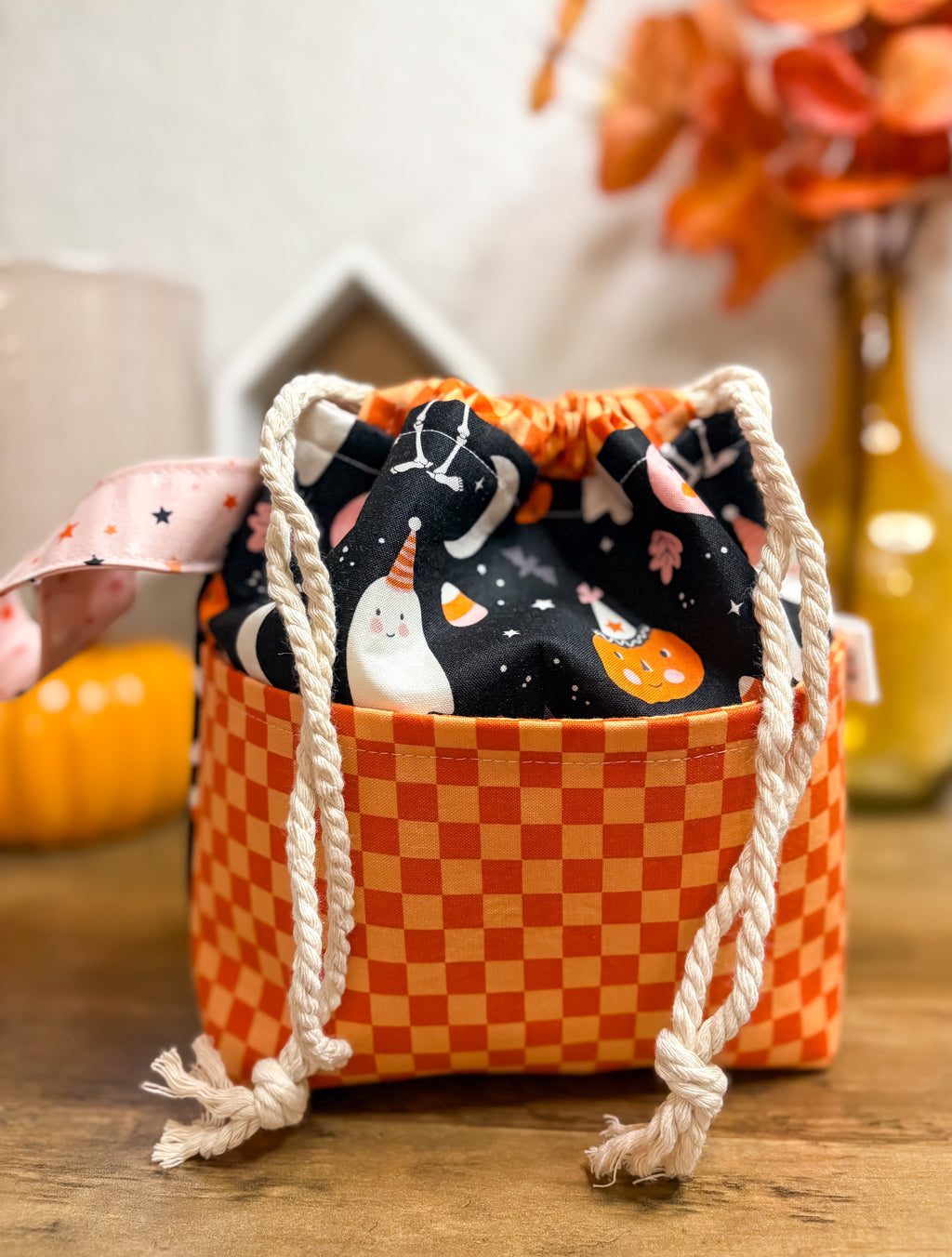 Spooky Party Drawstring Project Bag with Pocket