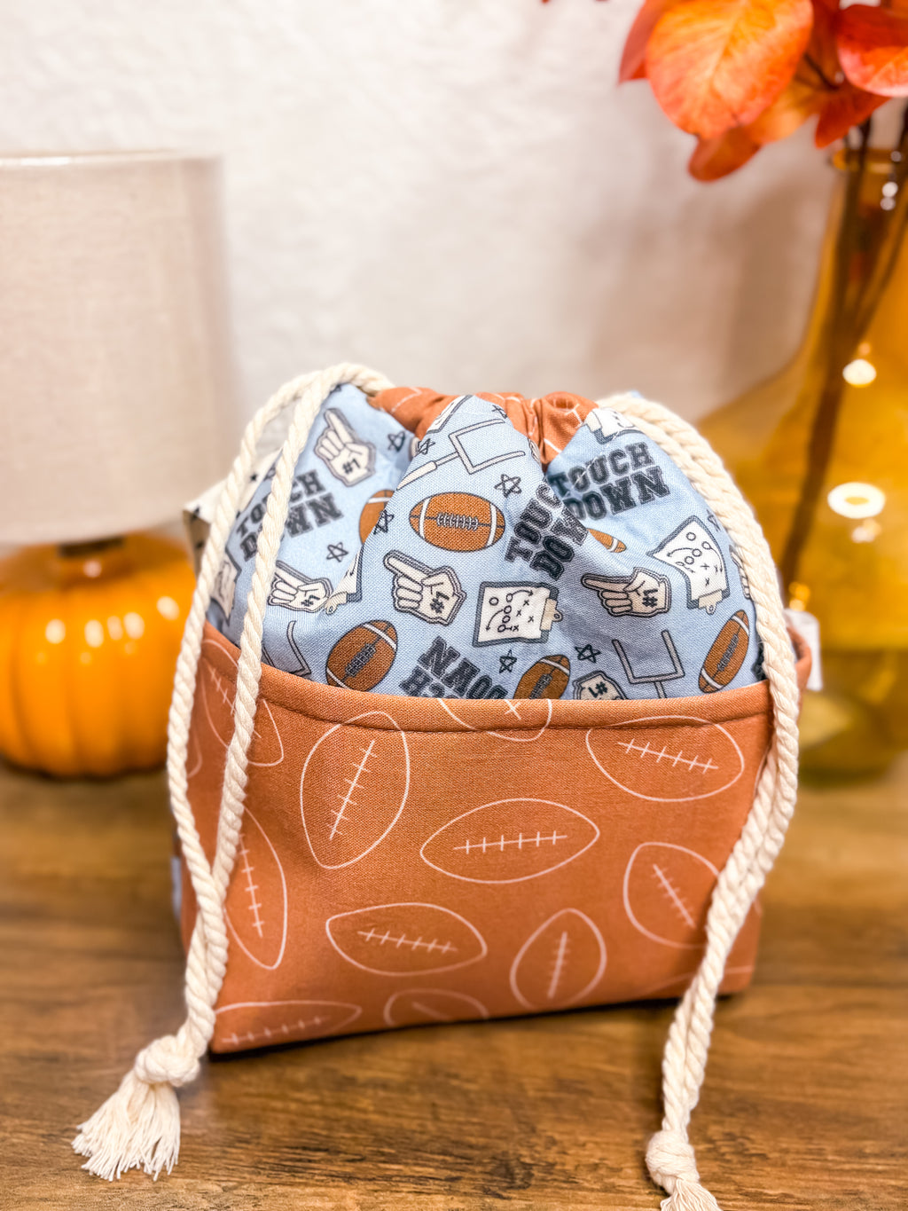 Touchdown! Drawstring Project Bag with Pocket