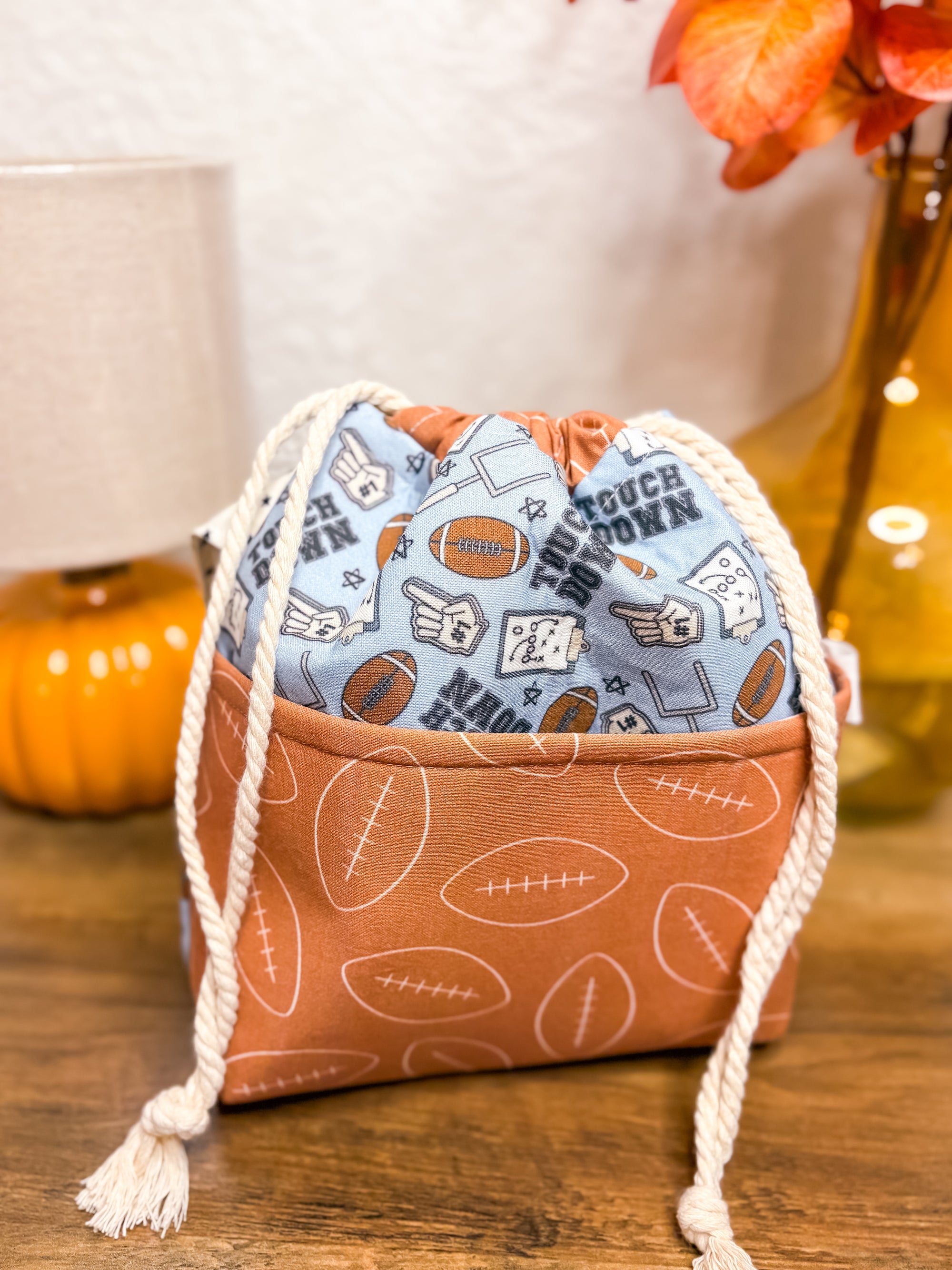 Touchdown! Drawstring Project Bag with Pocket