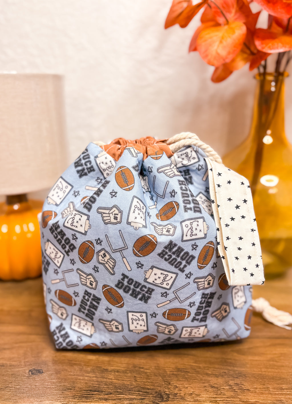Touchdown! Drawstring Project Bag with Pocket