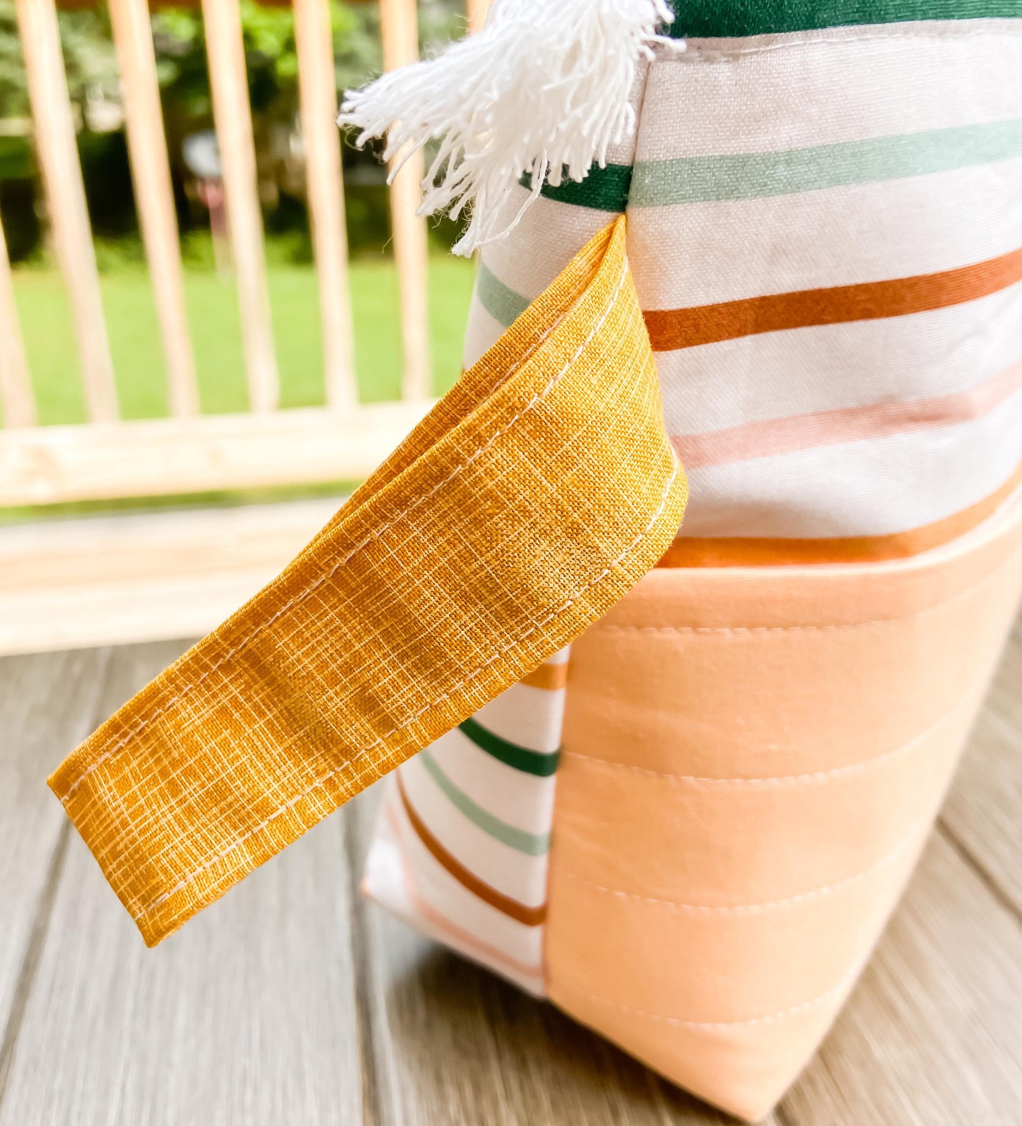 Stripey Drawstring Project Bag with Pocket