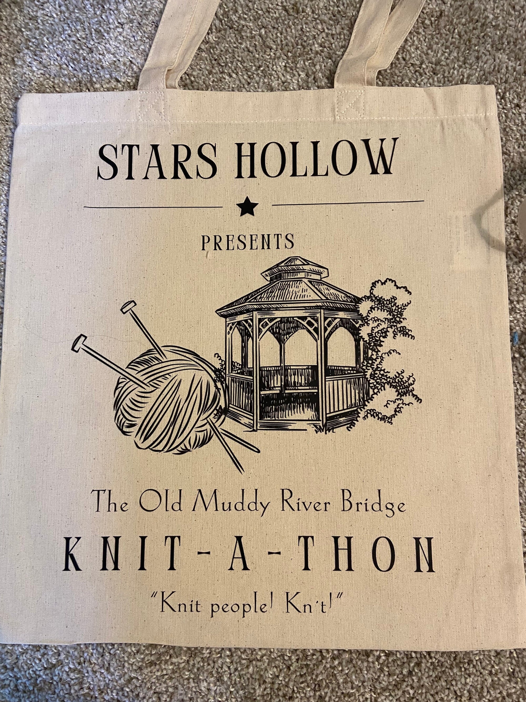 Old Muddy River Bridge Knit-A-Thon Canvas Bag