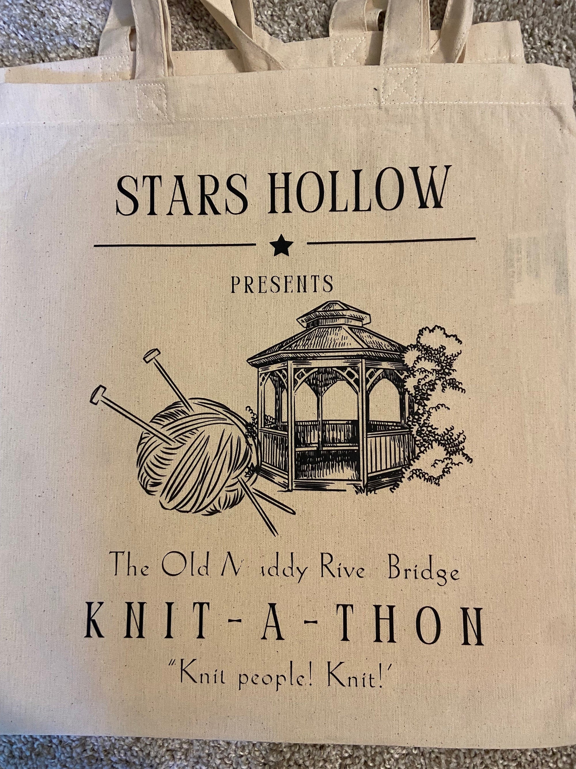 Old Muddy River Bridge Knit-A-Thon Canvas Bag