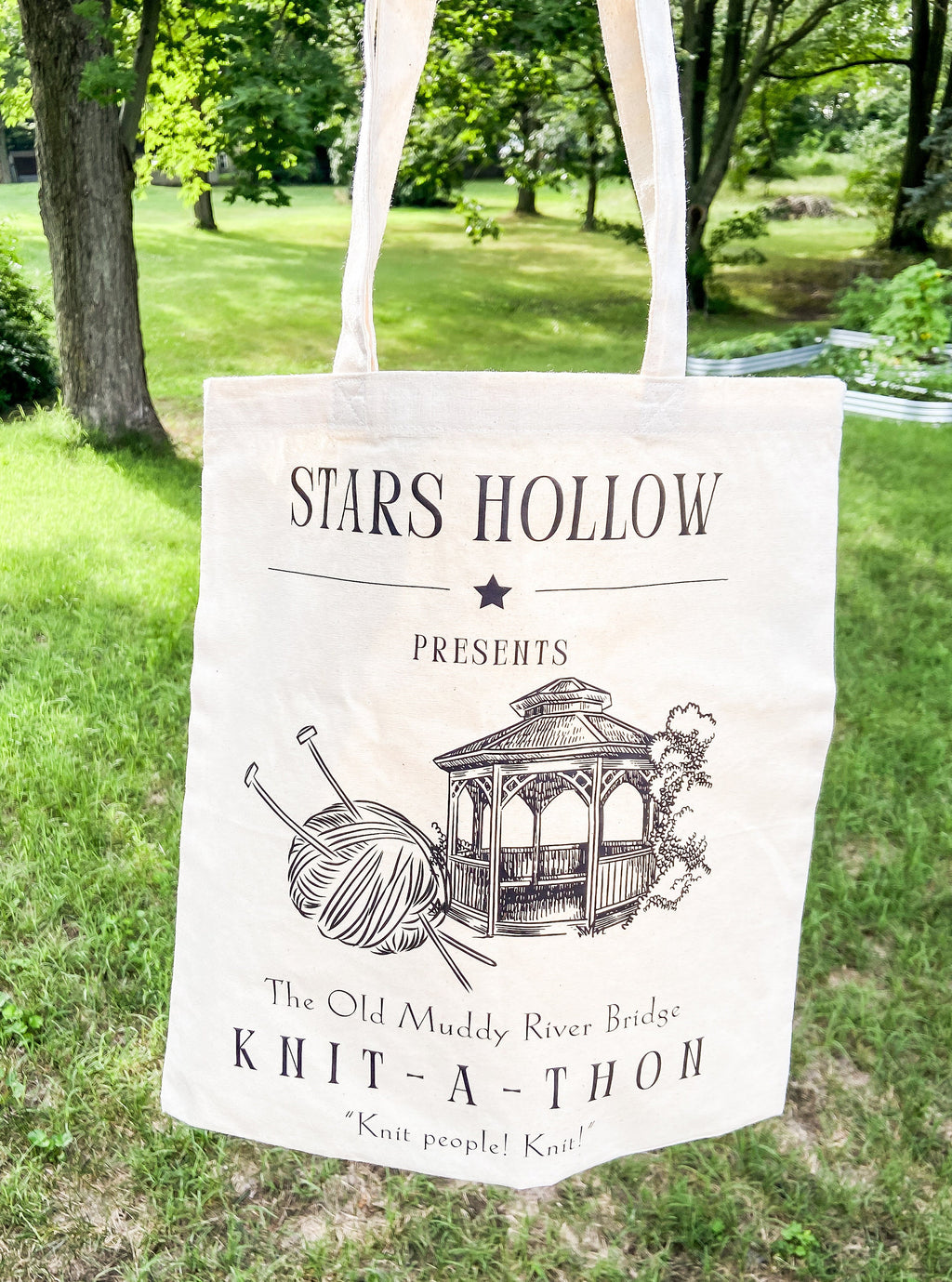 Old Muddy River Bridge Knit-A-Thon Canvas Bag