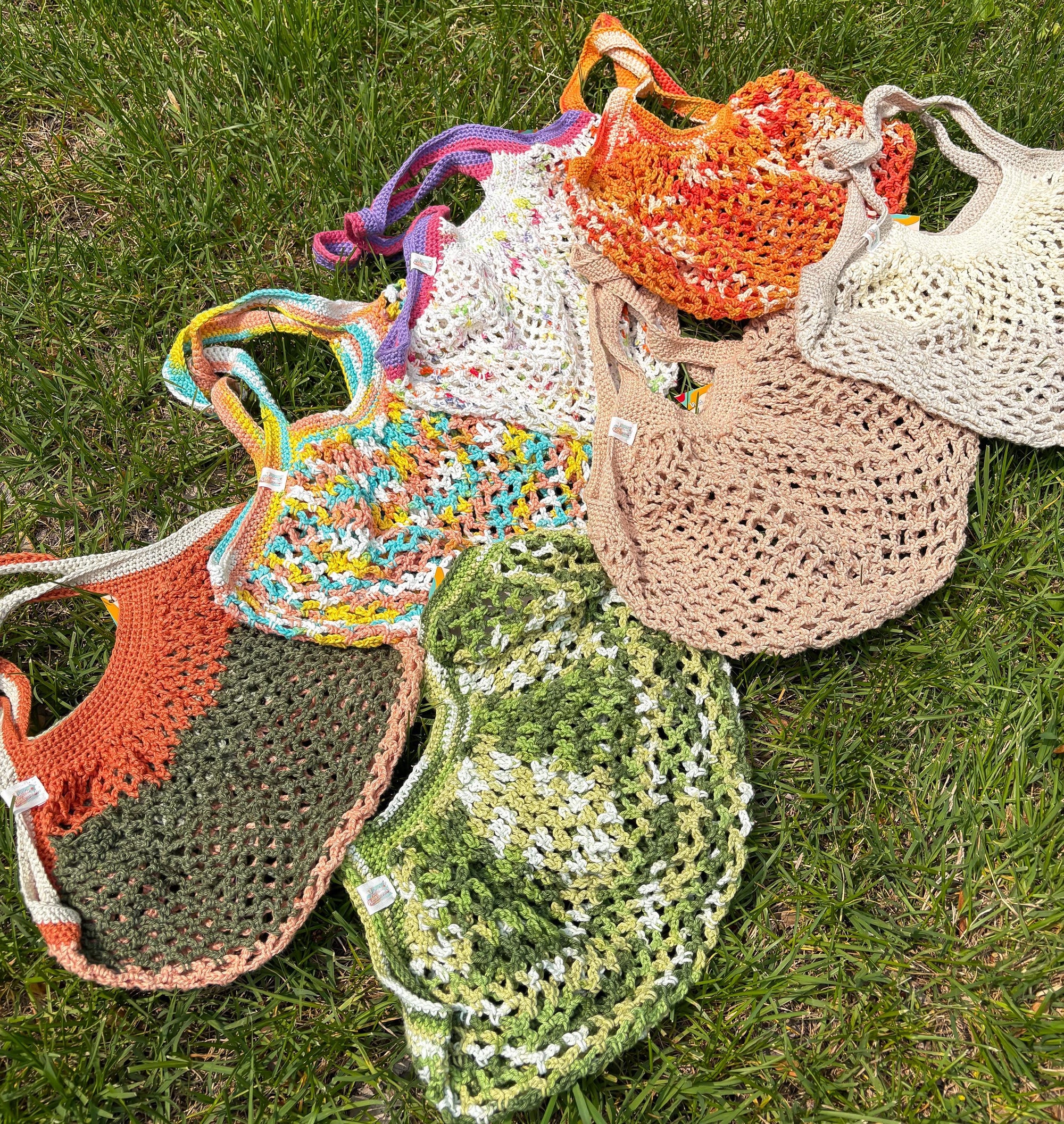 Crochet Mesh Marker Bags - Farmers Market Bag, Reusable Tote