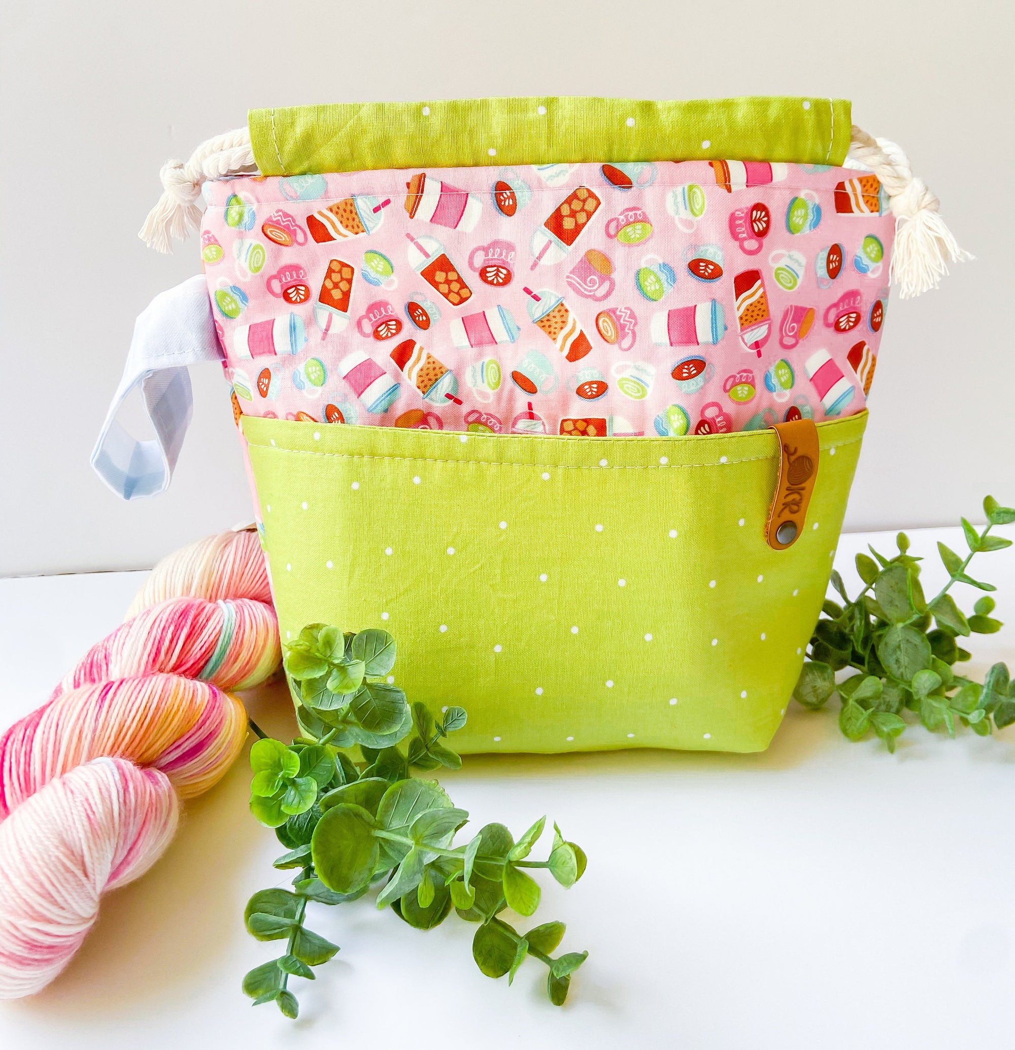 The Caffienated Drawstring Project Bag with Pocket