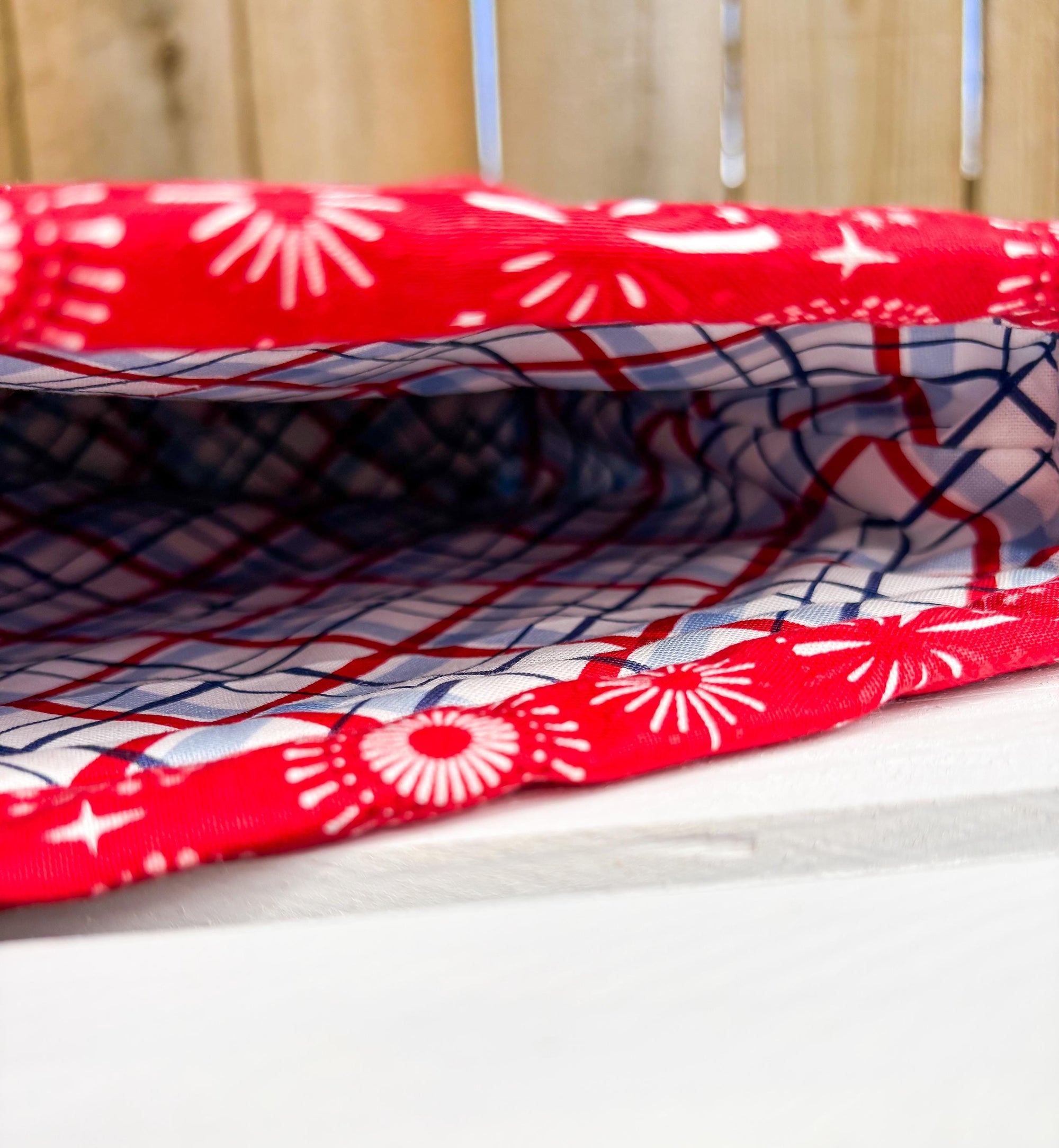 Patriotic Pop Drawstring Project Bag with Pocket