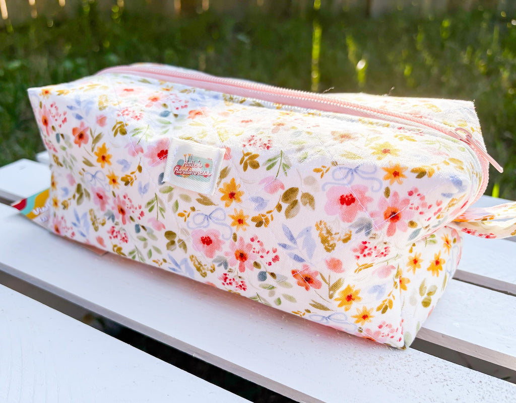 Coquette Florals Quilted Boxy Pouch with Zipper