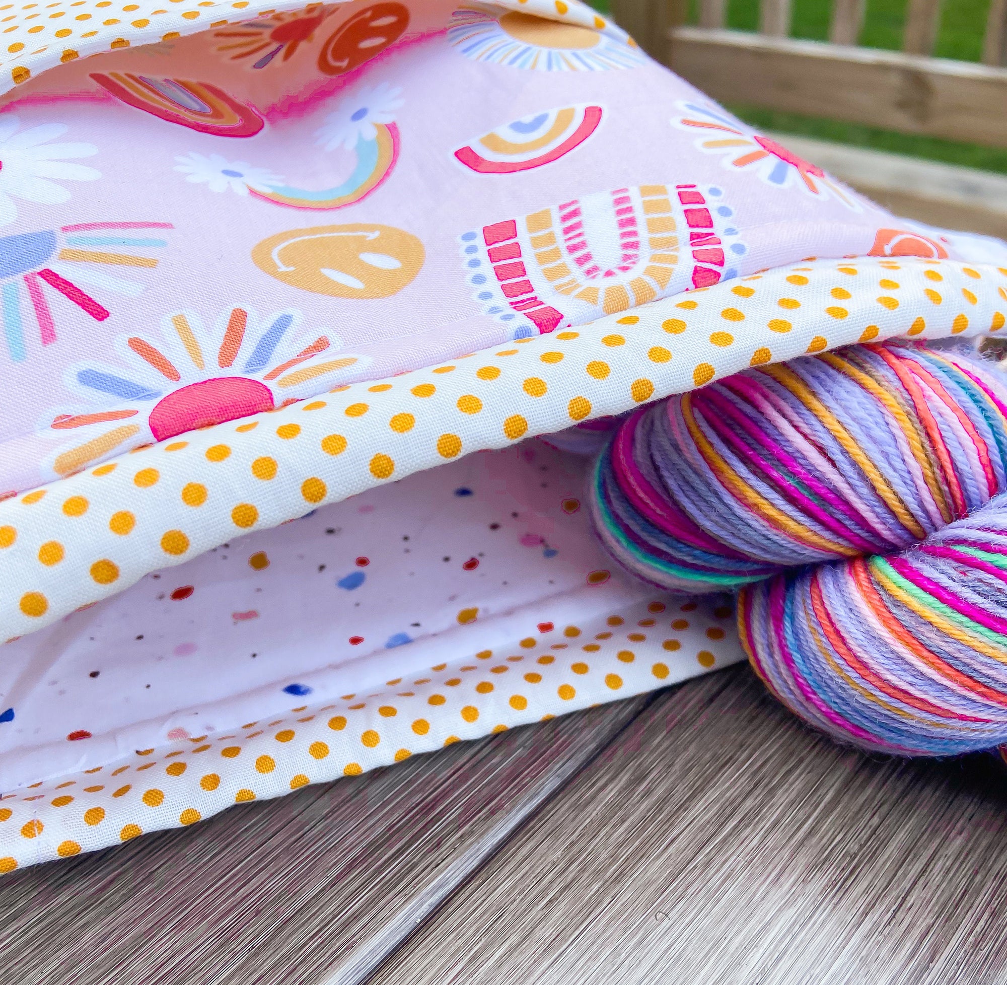 The Happy Drawstring Project Bag with Pocket