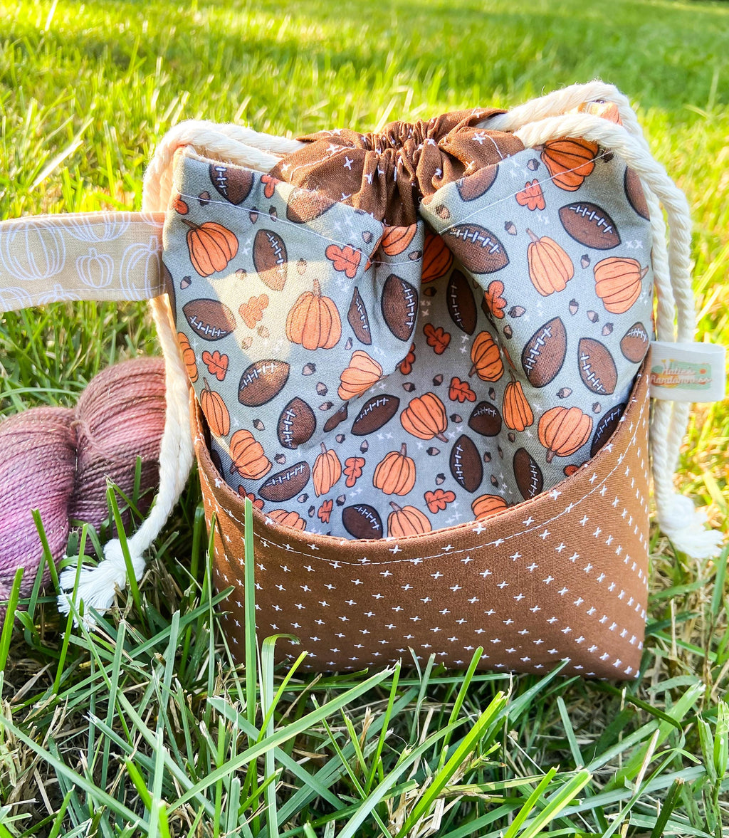 Football Season Drawstring Project Bag with Pocket