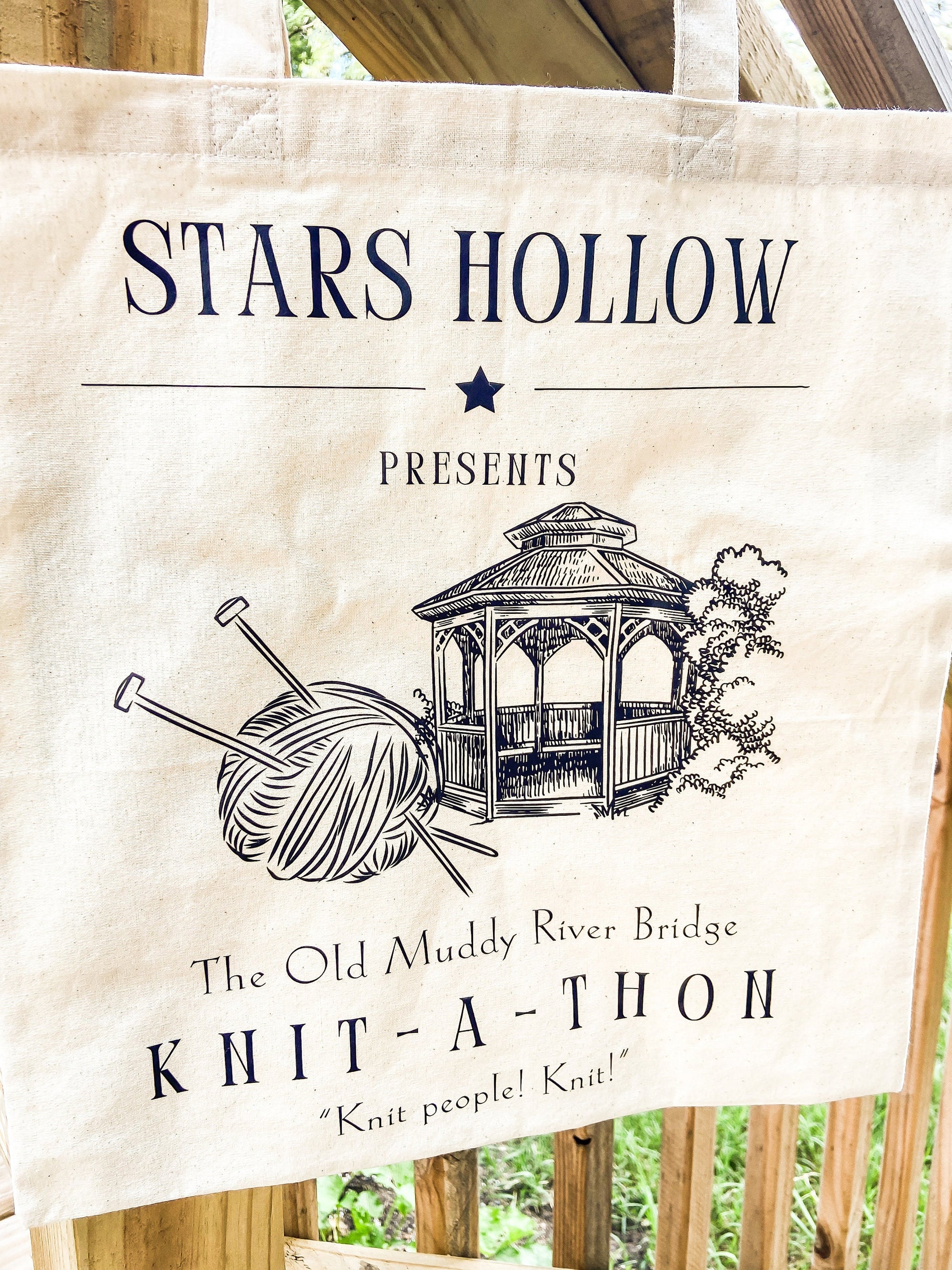 Old Muddy River Bridge Knit-A-Thon Canvas Bag
