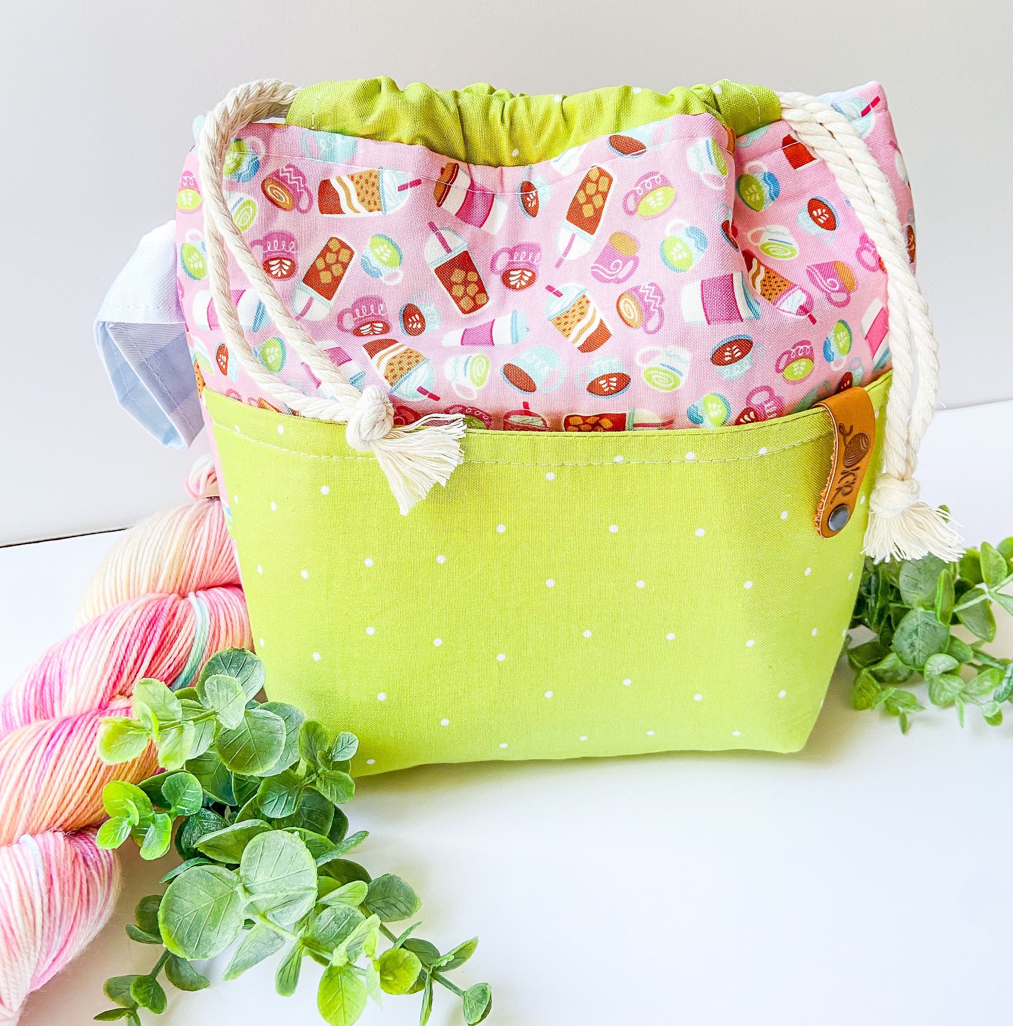 The Caffienated Drawstring Project Bag with Pocket